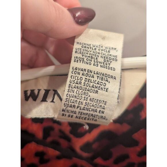 Vintage Winlar Brand Satin Red Leopard Print V Neck Kaftan One Size Fits Most - Picture 9 of 10